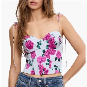 Good American Satin Rose Corset Top Size XS